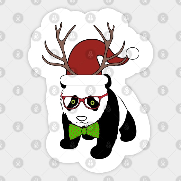 Hipster Christmas Panda Sticker by GBCDesign